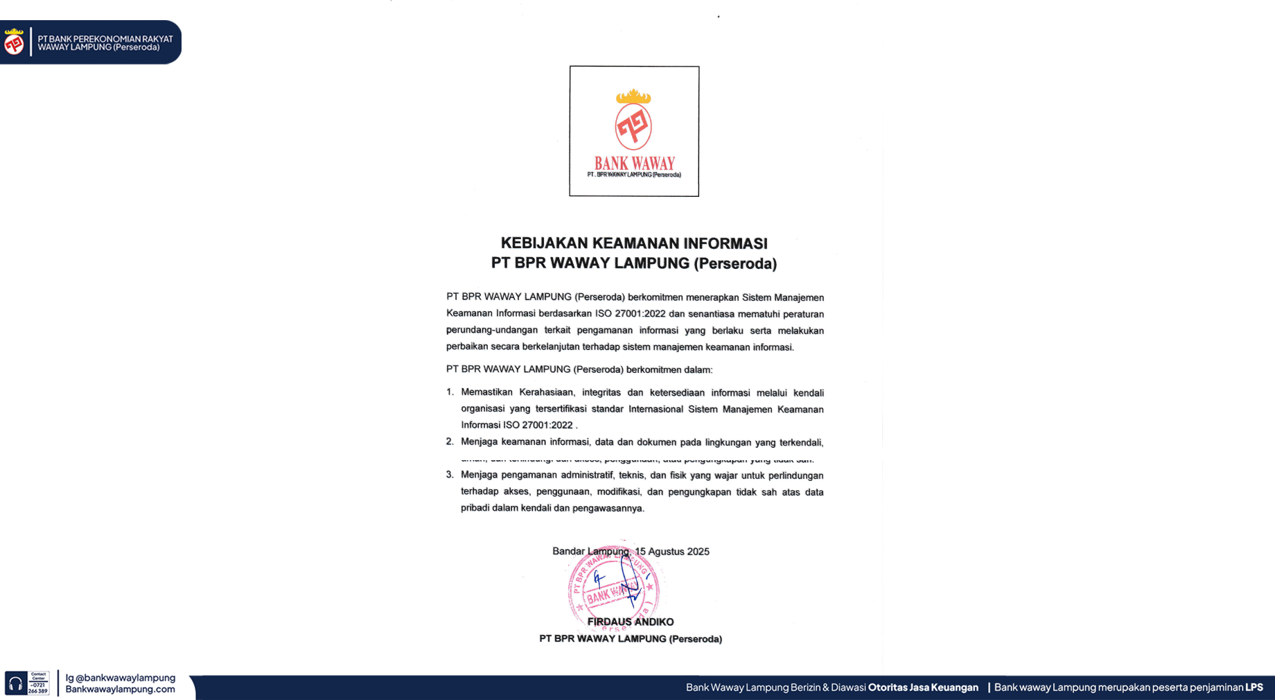 KEBIJAKAN KEAMANAN INFORMASI